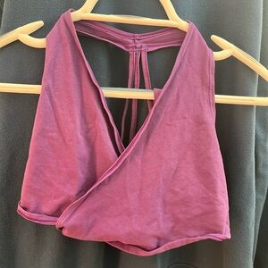 Women's Deep V Crop Top in Purple